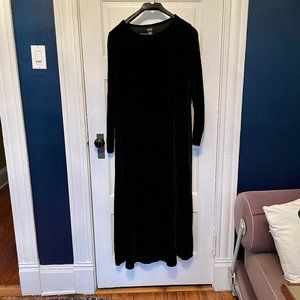 EILEEN FISHER black velvet maxi dress S